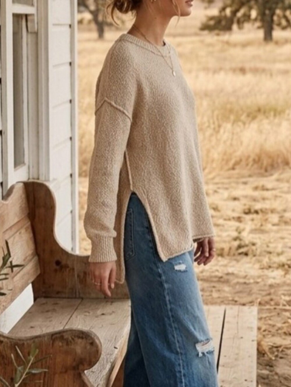 Aerie Split Hem Oversized Sweater - Picture 7 of 7
